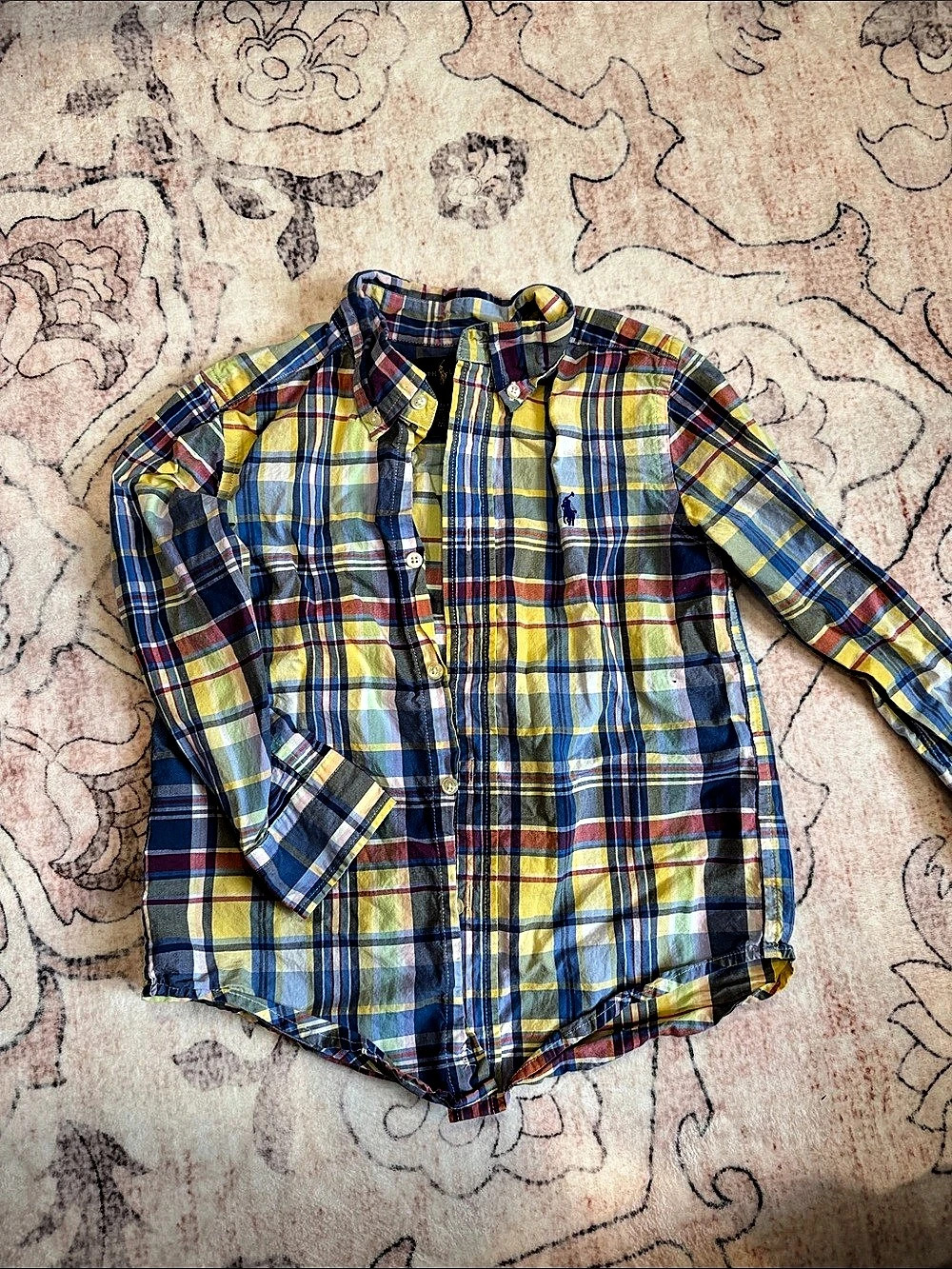Ralph Lauren Boys Plaid Cotton Button-Down Shirt Blue & Yellow Boys 4T
